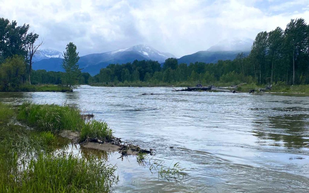 Bitterroot River Snow Capped Mountains